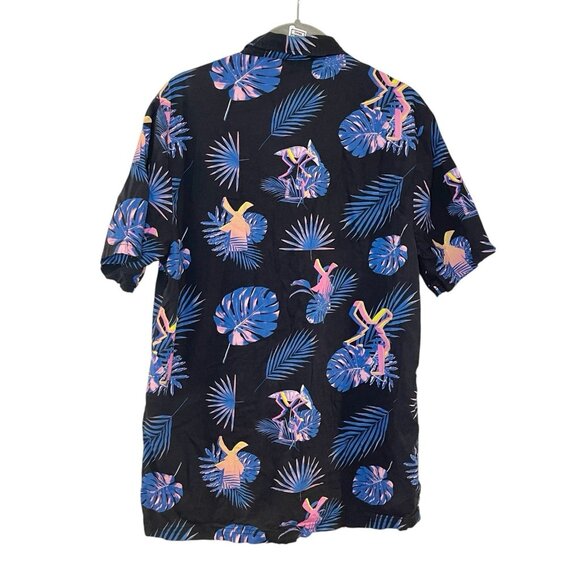 Dutch Bros‎ Shirt Mens Size S Multicolor Hawaiian Floral Pattern Blue Coffee - Picture 2 of 5